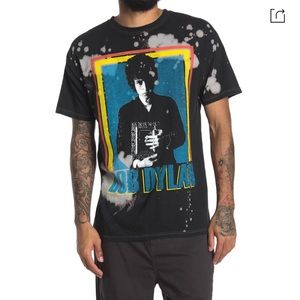 Bob Dylan Black Bleach Washed Picture Frame Graphic T-Shirt NEW Large